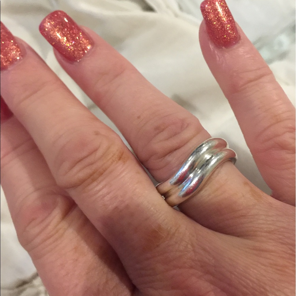 Tiffany & Co. Silver Double Band Ring - Picture 3 of 4